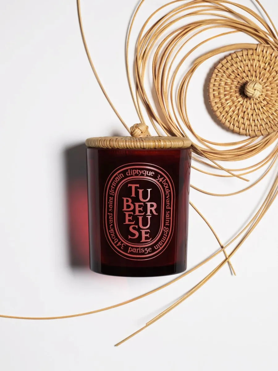 Tubéreuse (Tuberose) - Medium candle with a woven rattan lid